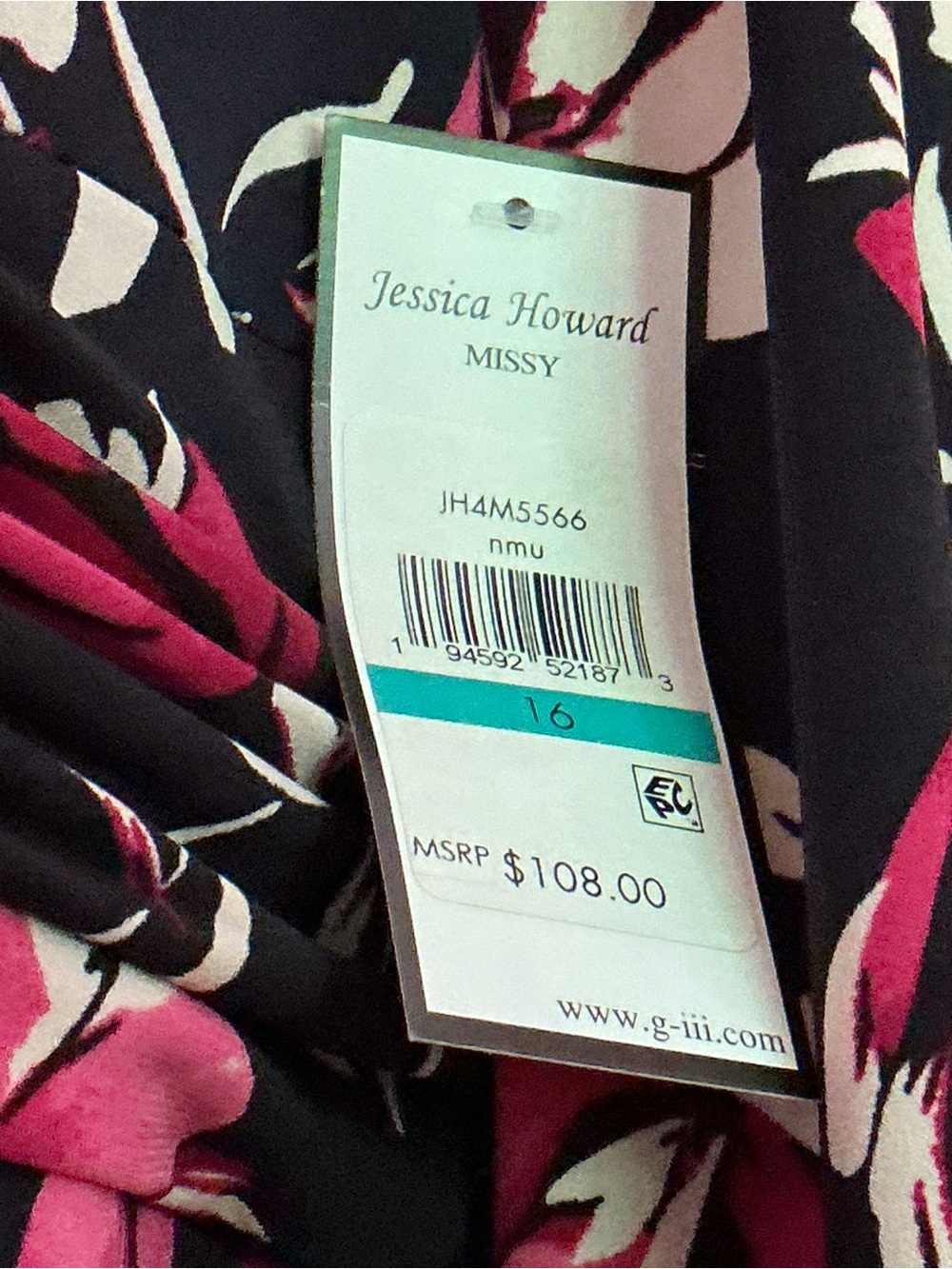 Jessica Howard Dark Navy Blue Dress with Pink Floral Print and Pockets - Picture 6 of 9